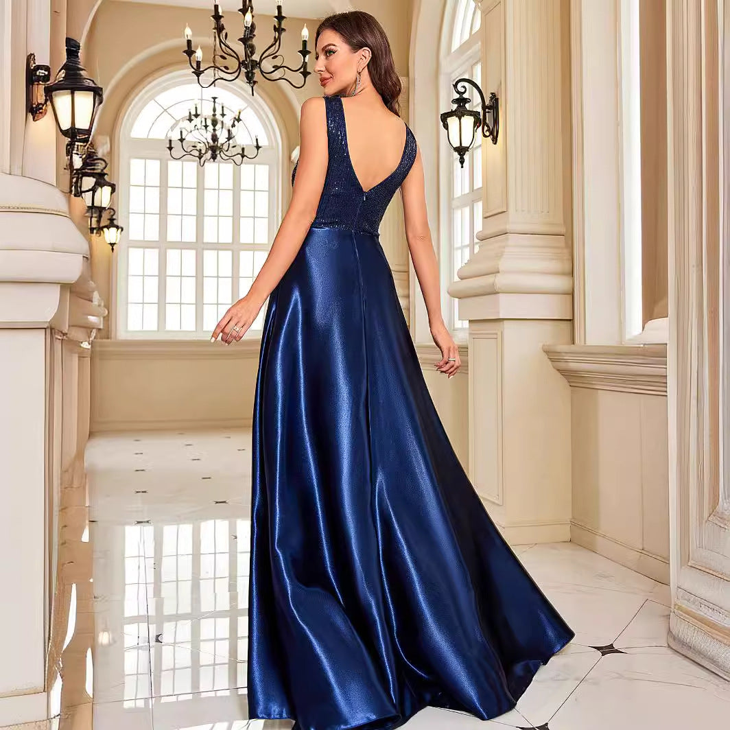 Deep V Plunge Dress Sexy Dress Sexy Backless Sequin Slim Fishtail Bridesmaid Cocktail Evening Dress