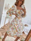 Still Your Cotton Blend Puff Sleeve Babydoll Dress