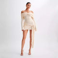 Sidony Waist Knot Off Shoulder Knitted Mini Dress