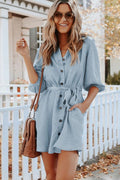 Hugo Tencel Pocketed Chambray Shirt Dress