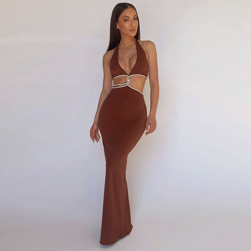 Trix Button Down Cutout Knit Midi Dress Chocolate FINAL
