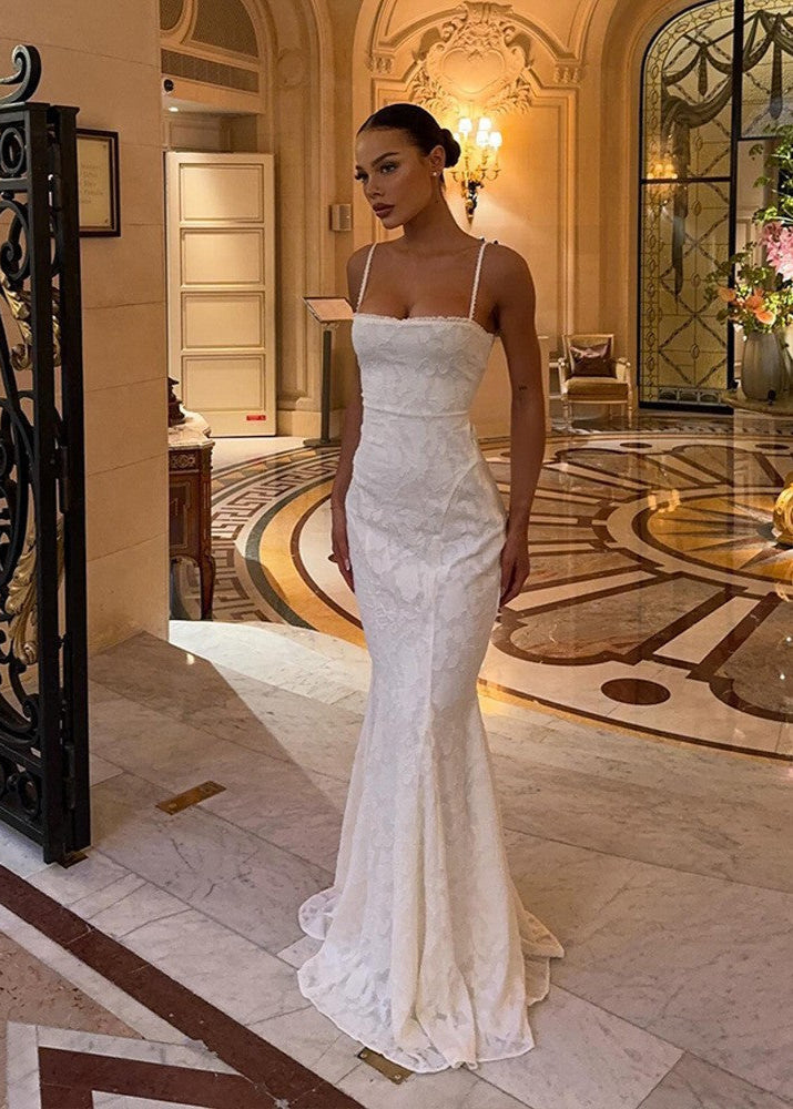 Seraphina Lace Back Satin Maxi Dress