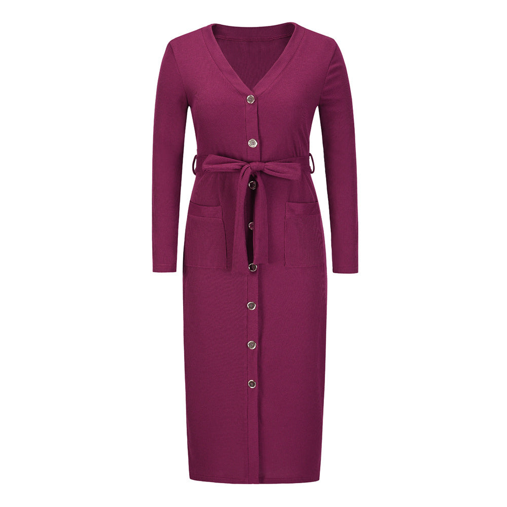 Sakura Ribbed Knit Midi Dress Mulberry