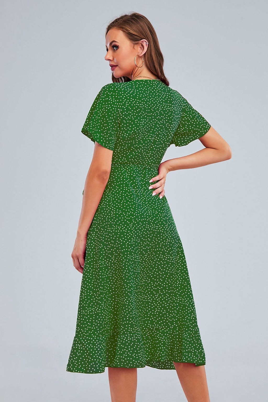 Rejoice Metallic Detailed Wrap Maxi Dress Green FINAL