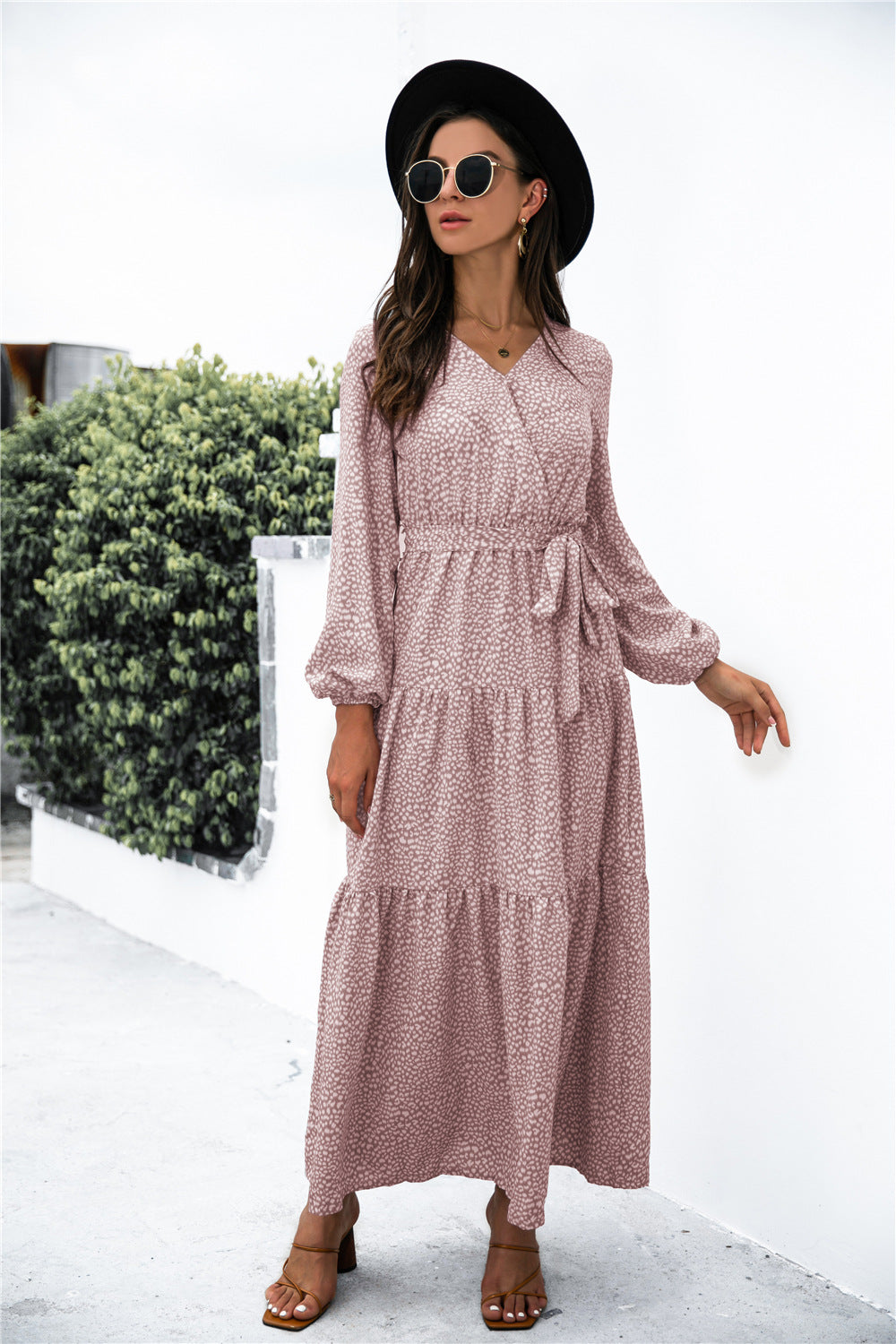 Sanibel Swiss Dot Boho Maxi Dress Marsala
