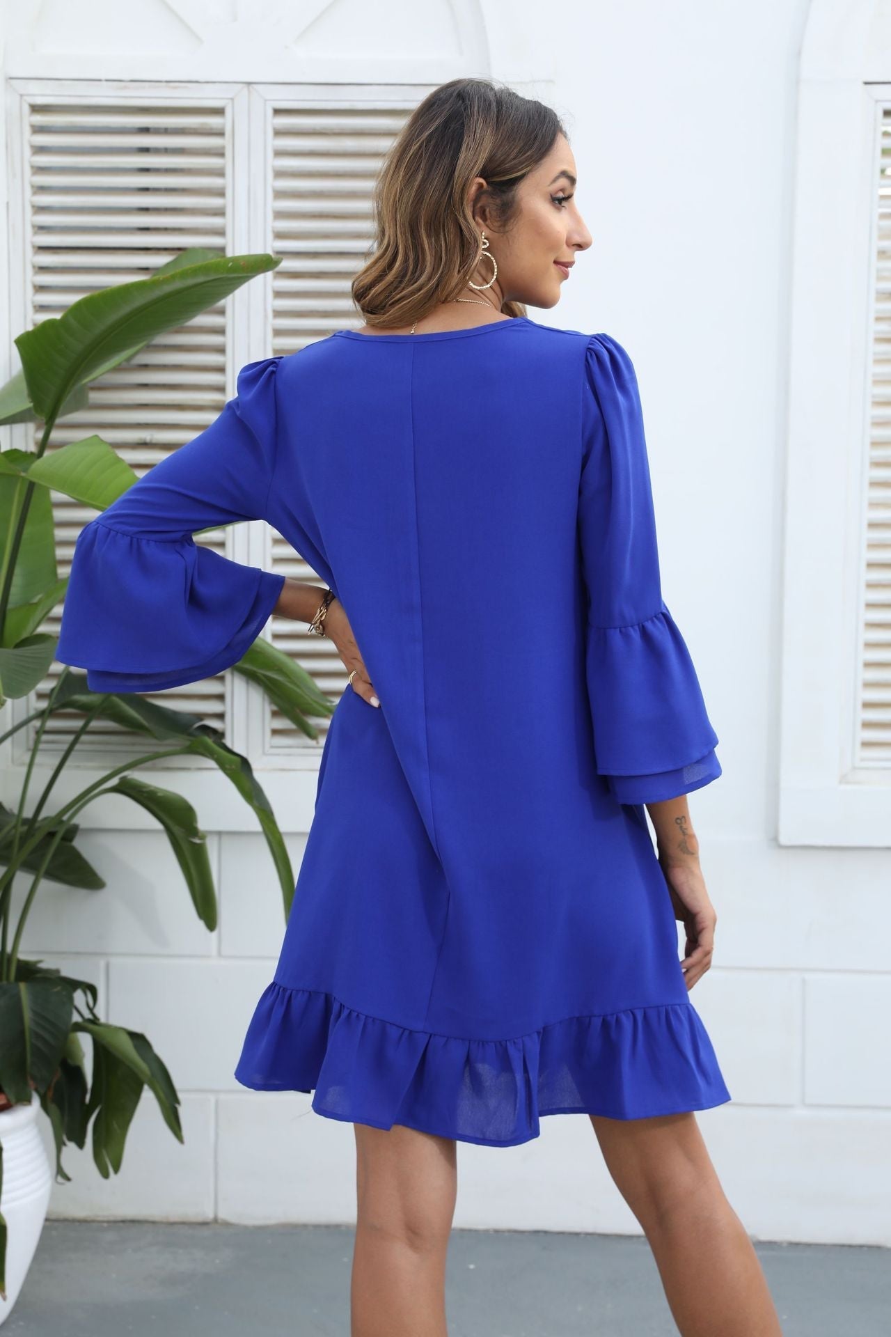 Call Me Angel Textured Satin Dress Royal Blue