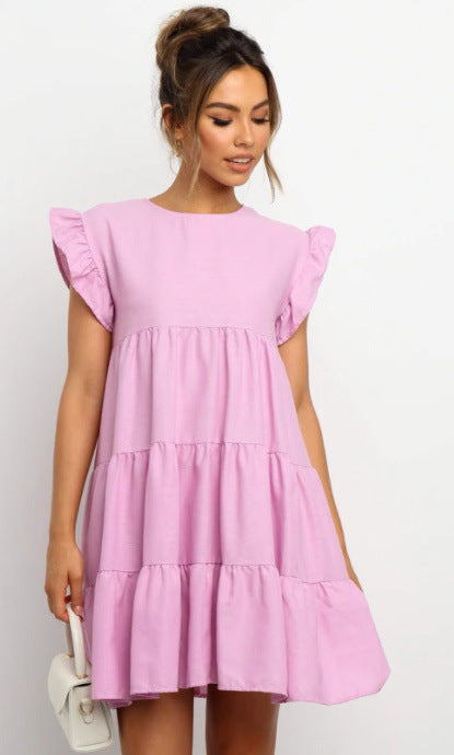 Innocence Linen Blend Babydoll Dress Lavender FINAL