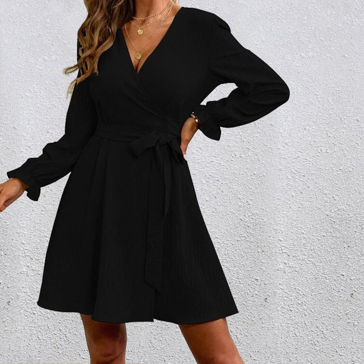 Sequel Bell Sleeve Tie Dress Black