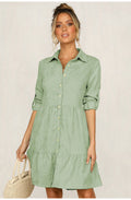 Harmony Cotton Button Down Shirt Dress Pistachio