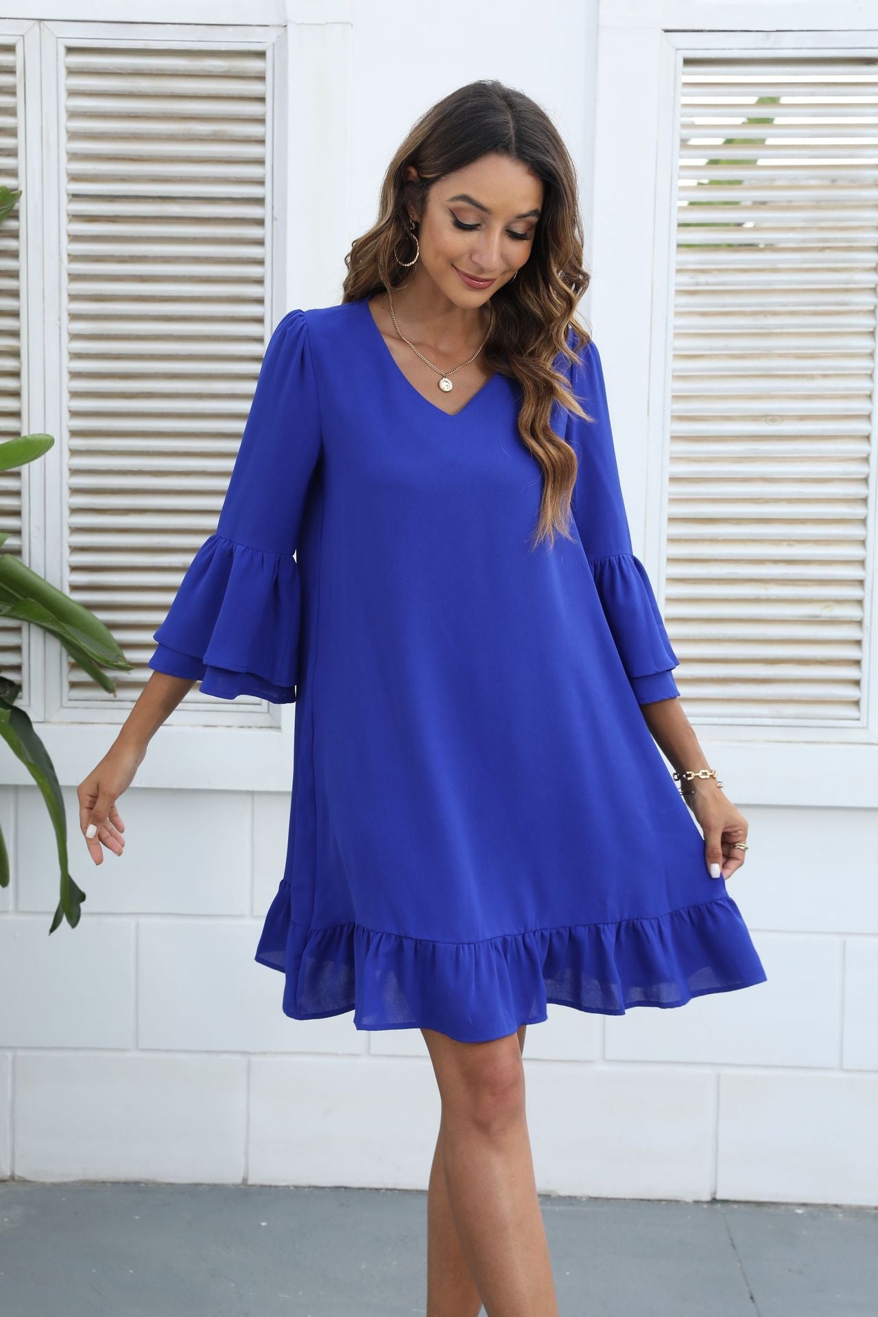 Call Me Angel Textured Satin Dress Royal Blue