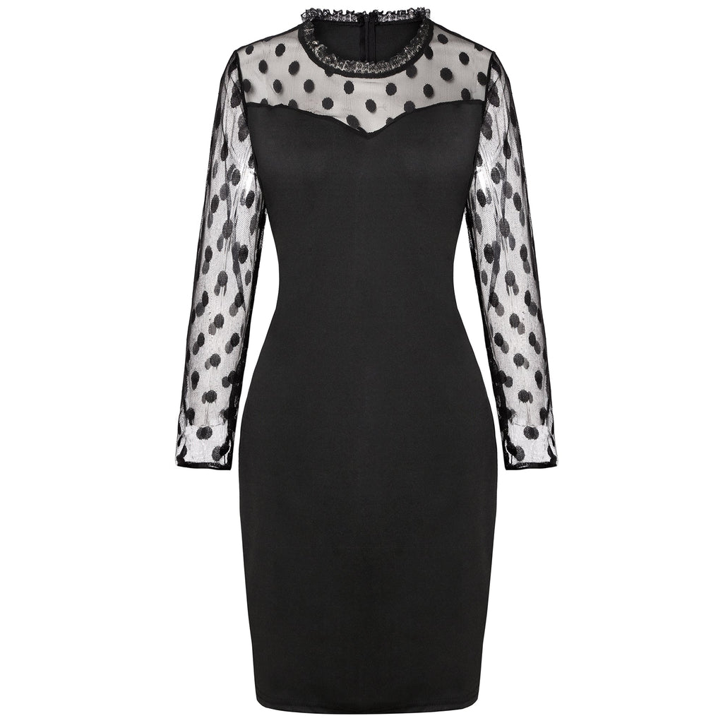Carmina Statement Sleeve Bodycon Dress Black FINAL