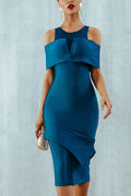 Off-the-shoulder Asymmetric Hem Bodycon Dress - Mislish