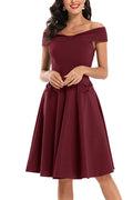 Off Shoulder Bow Satin Bridesmaid Prom Dress - Mislish