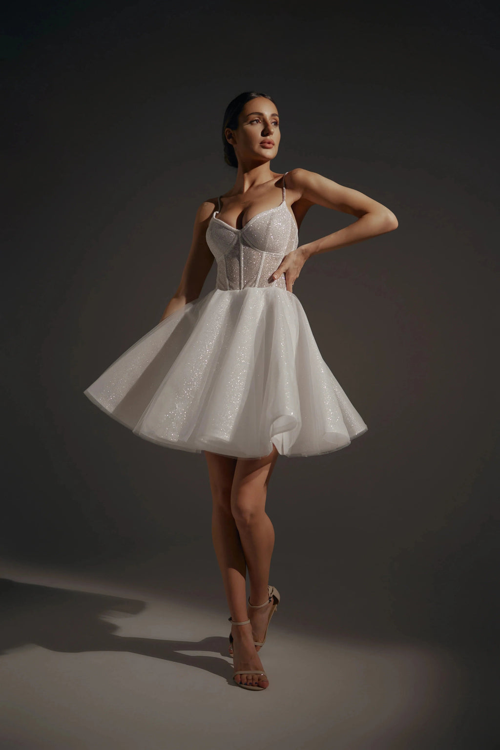 Shiny Short Wedding Dress Satin Vestido De Novia Modern Gown Mermaid Princess Bow Court Train