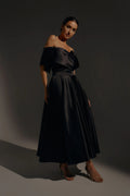 Black Satin Midi Dress Vestido De Novia Satin Mermaid Princess Bridal Gown Bow Simple Court Train Wedding Dress