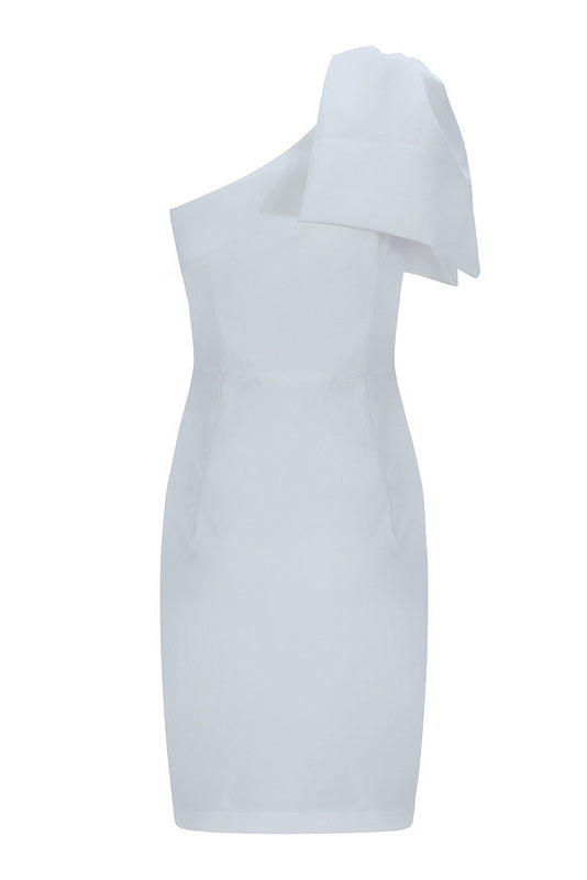 One Shoulder Bowknot Shoulder Bandage Dress - Mislish