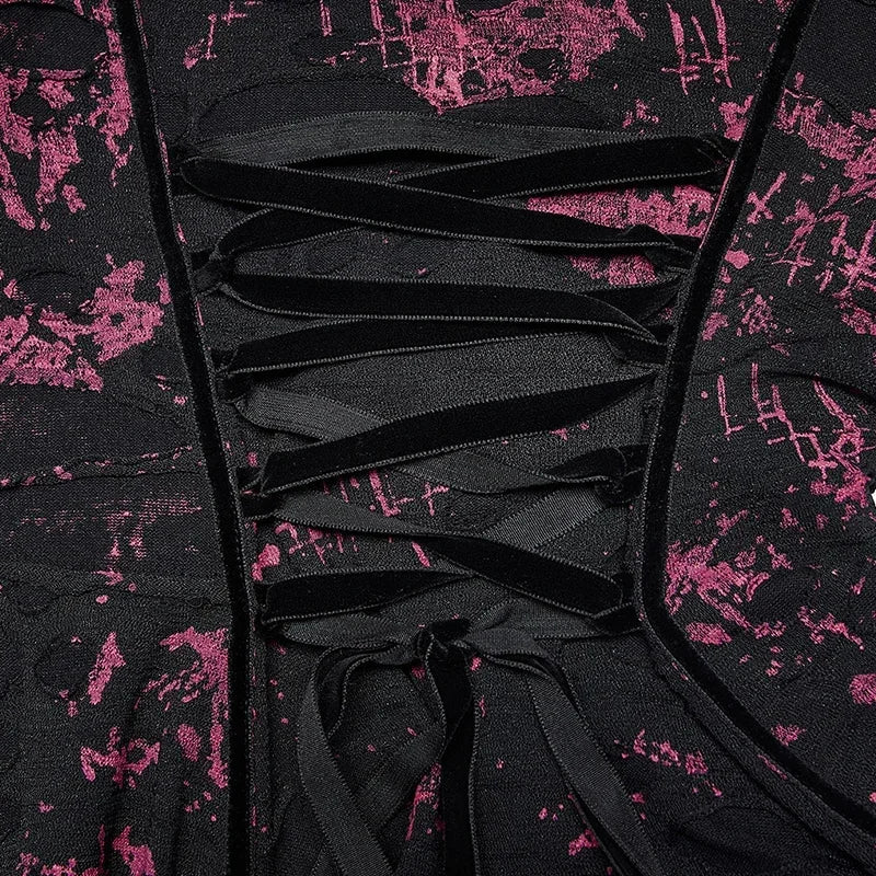 Gothic Printed Elastic Ripped Knitted Dress