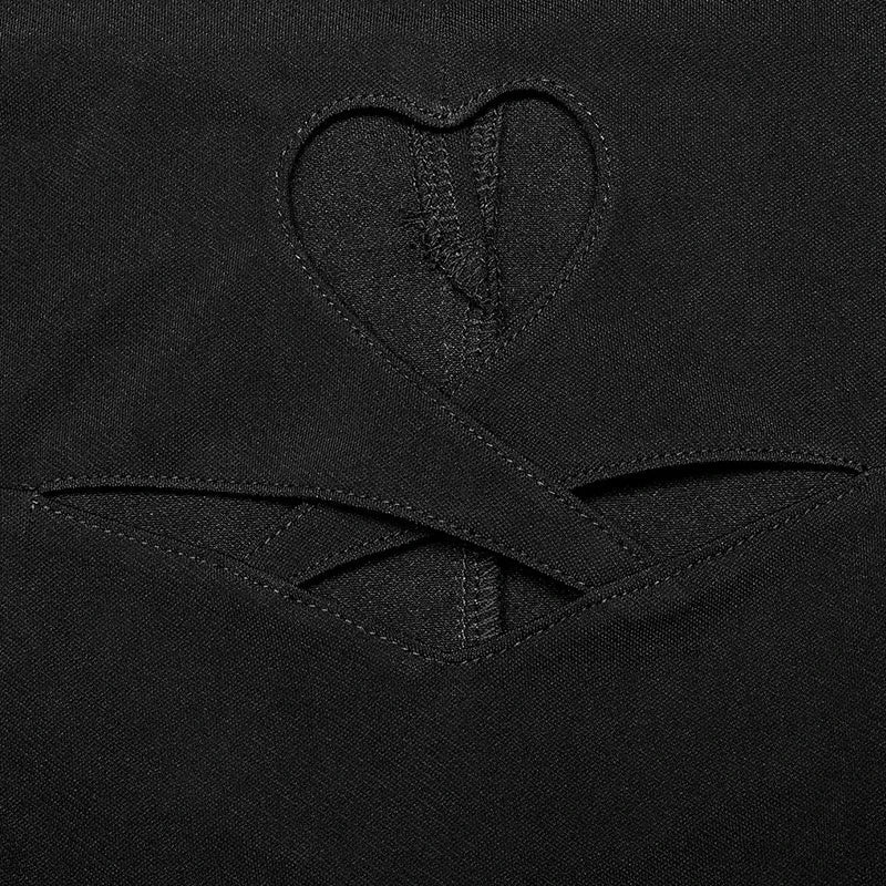 Gothic Heart shaped Puff Sleeves Sexy Black Dress