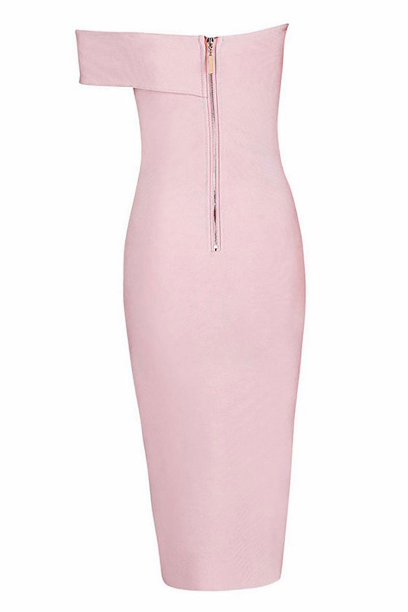 Black shoulder Slit Bandage Party Dress