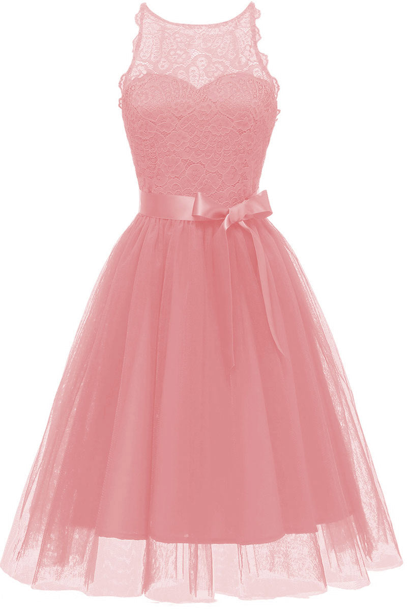 Burgundy Sleeveless Cut Out A-line Prom Dress - Mislish