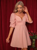 Puff Sleeve Sweetheart Neck Dress