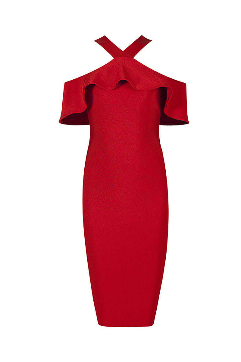 Red Off-the-shoulder Sexy Bandage Dress