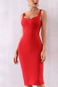Red Sleeveless Zip Back Bandage Dress - Mislish