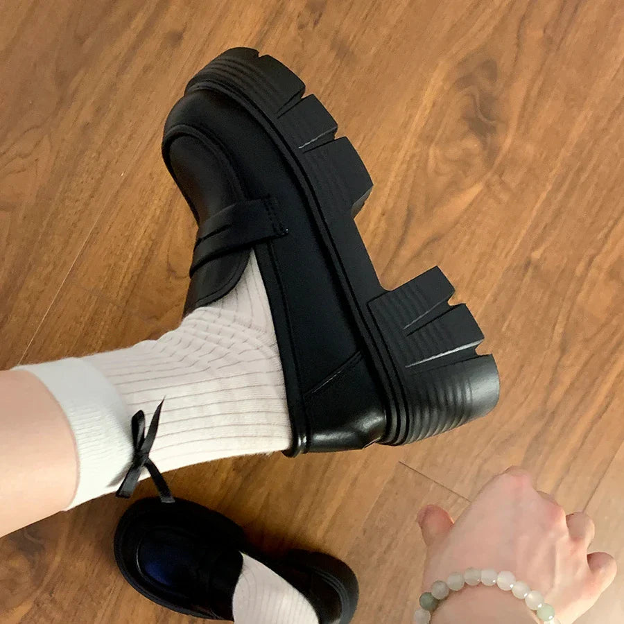 British Style Fur Platform Preppy AllMatch Dress Creepers Autumn Oxfords Loafers