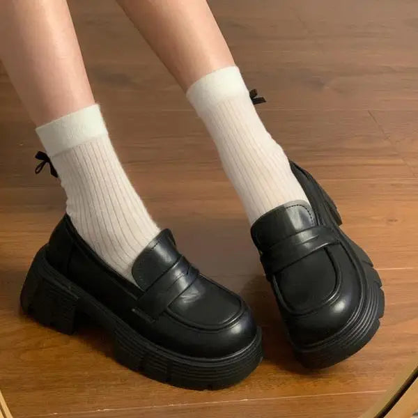 British Style Fur Platform Preppy AllMatch Dress Creepers Autumn Oxfords Loafers