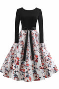Retro Floral Print Scoop A-line Dress - Mislish