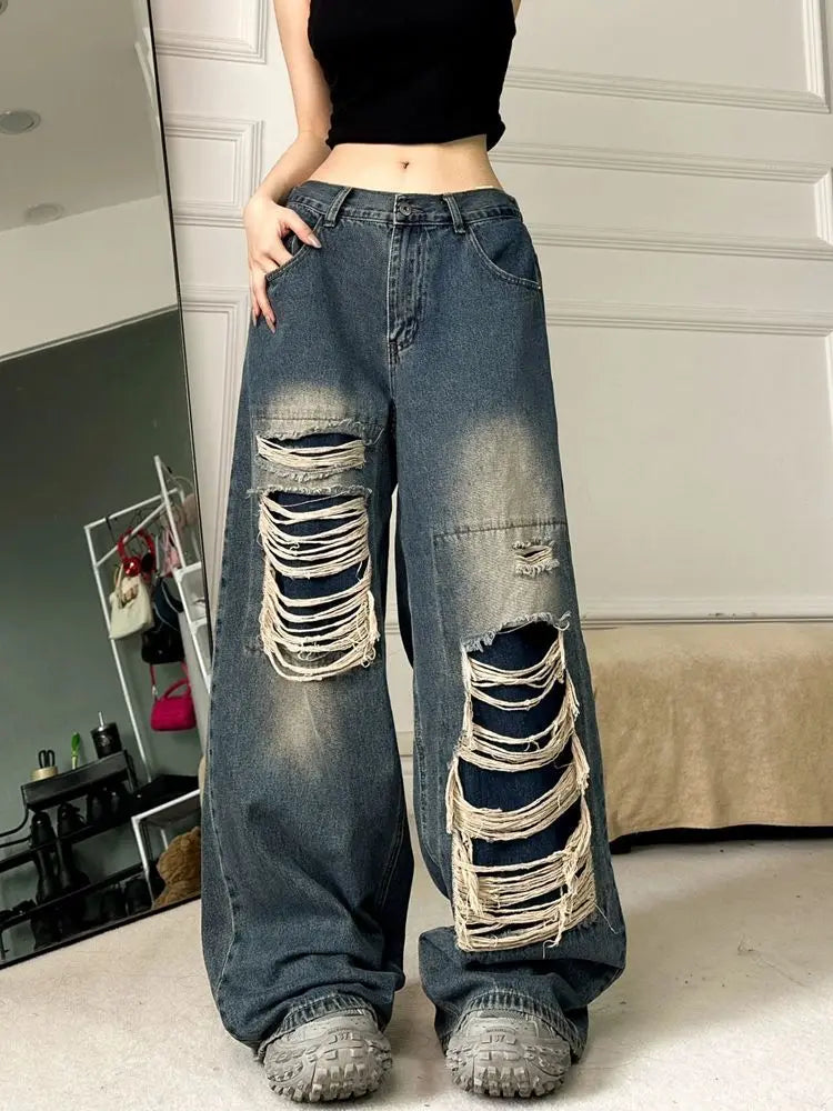 2024 Loose Casual Trend Streetwear Women's Denim Pants Jeans