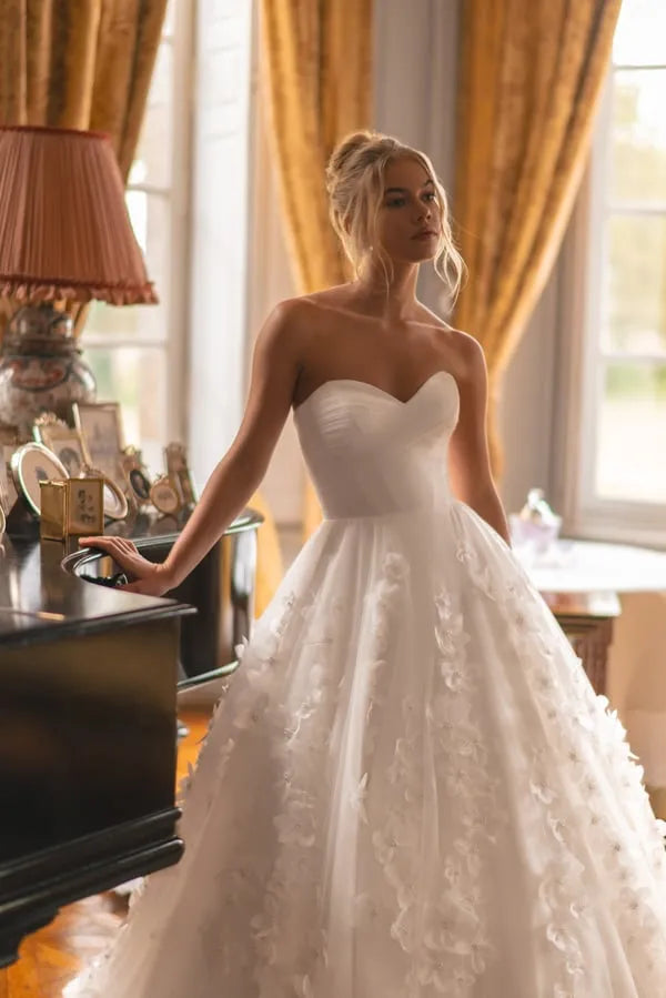 Vintage Princess Wedding Dresses A Line Women's Appliques Sweetheart Sexy Sleeveless Bridal Gowns Elegant Vestidos De Novia