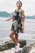 Ruffled Off-the-shoulder Spaghetti Straps Floral Dress - Mislish