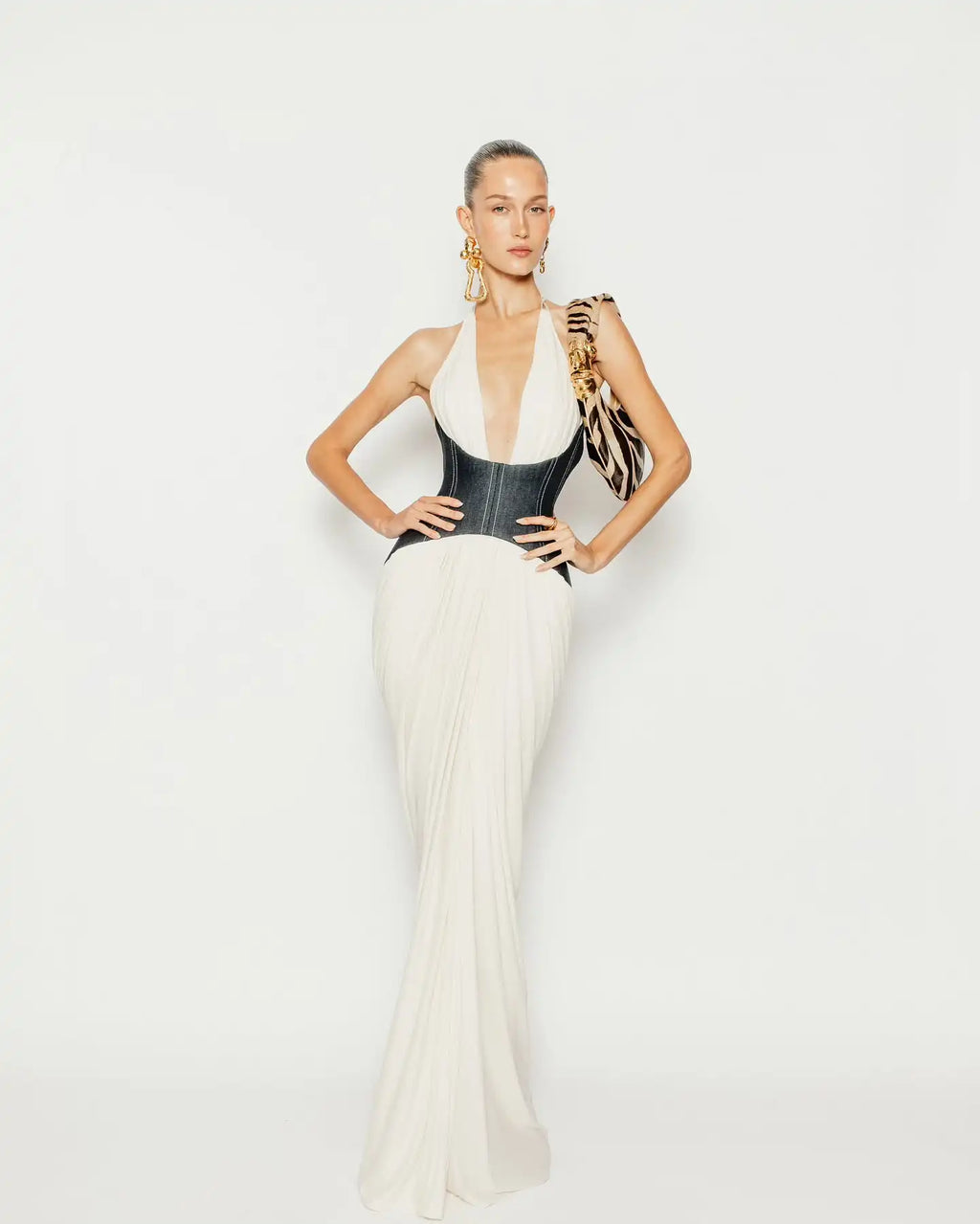 Celebrity Red Carpet Evening Party Dress Women Sexy Halter Off the Shoulder Deep V-Neck Bodycon Long Dress High Quality