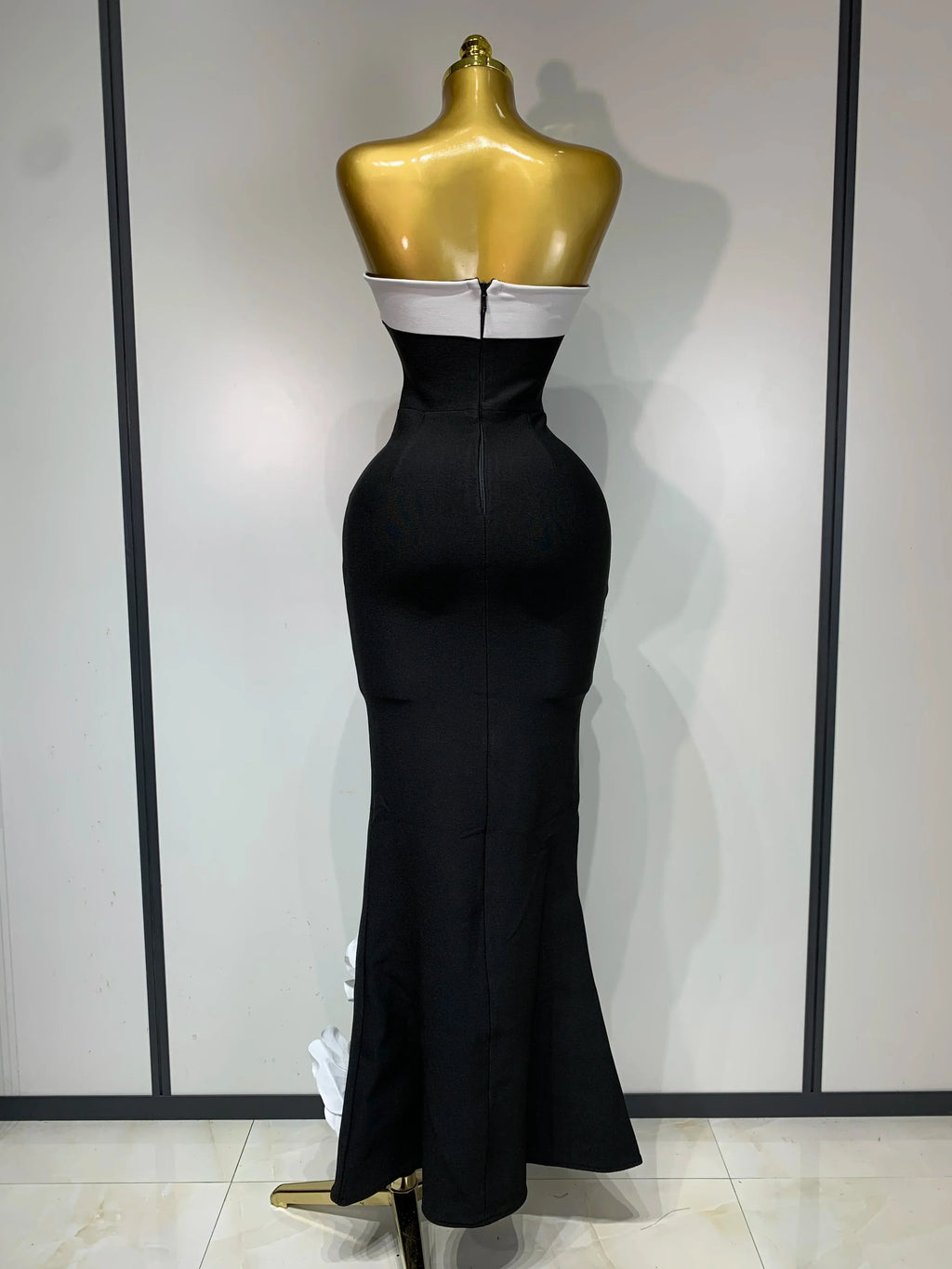 Women Sexy Strapless Backless Flower Maxi Long Bandage Dress  Knitted Celebrity Elegant Evening Club Party Birthday Dresses