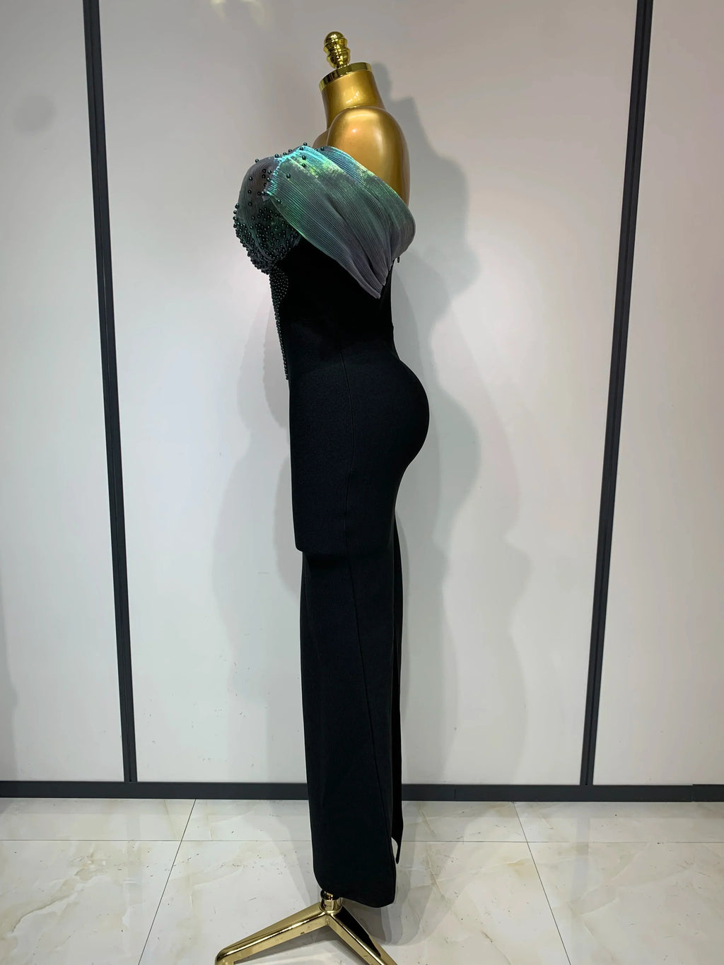 Women Celebrity Sexy Off Shoulder Beading Bodycon Maxi Long Bandage Dress  Elegant Evening Club Party Luxury Birthday Outfit
