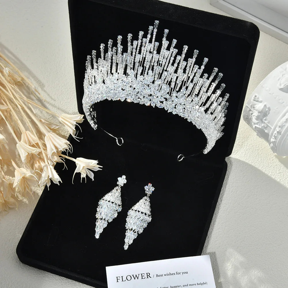 Big Large Zirconia Tiara Crown Birthday Gift Diadem Brides Party Dinner Dress Headband Wedding Accessories Bridal Hair Jewelry c