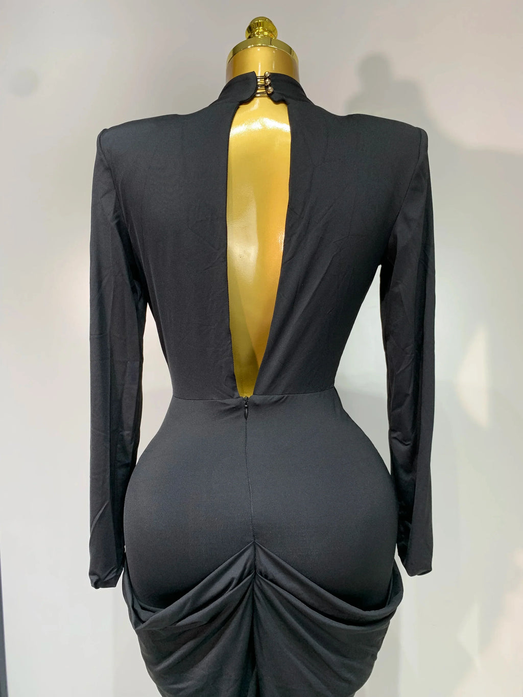 Women Sexy Deep V-Neck Bead Long Sleeved Bodycon Prom Gowns Elegant Celebrity Evening Maxi Dress Luxury Birthday Dress Wedding