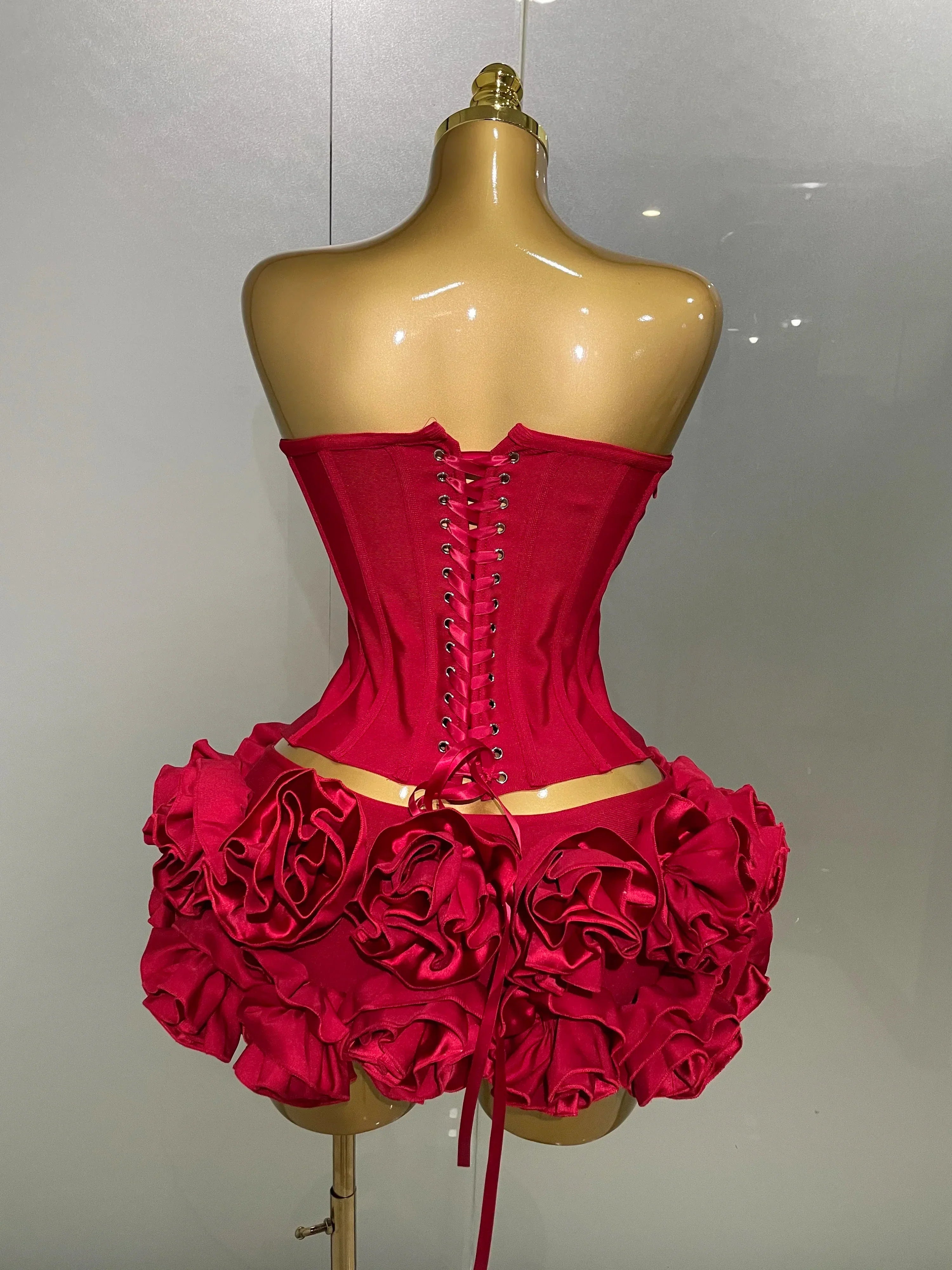 Women Sexy Strapless Prom Gown Fashion Celebrity Club Party Skirt Set Birthday Cocktail Outfit Birthday Party Bandage Dress
