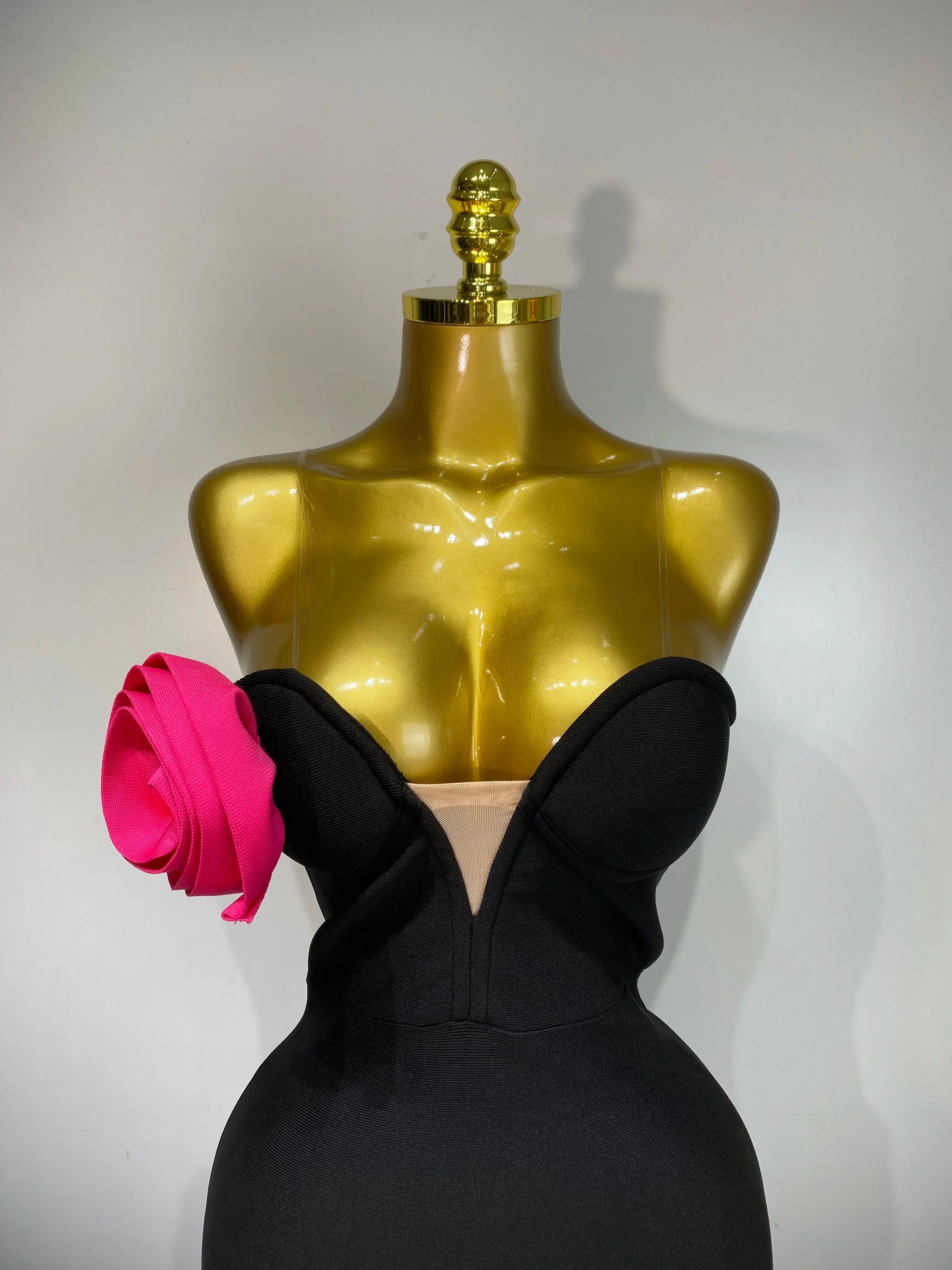 Women Sexy Strapless Backless Flower Patchwork Maxi Long Bandage Dress  Elegant Evening Club Luxury Birthday Party Dresses