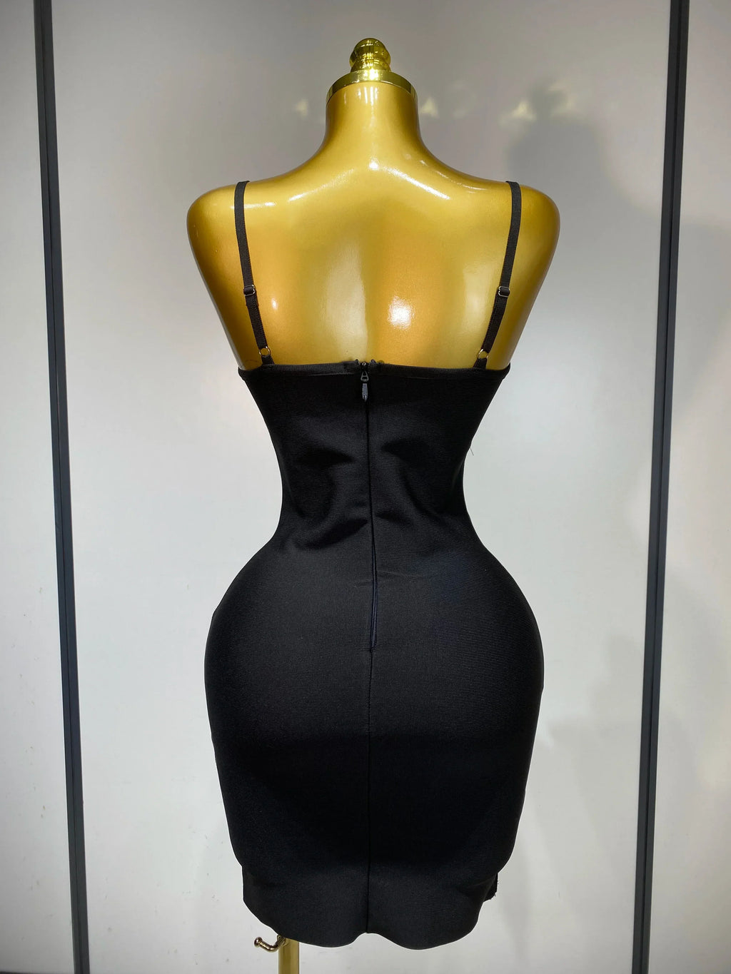 Women Fashion Sexy Backless Halter Black Midi Bodycon Bandage Dress  Elegant Evening Club Luxury Birthday Party Dresses