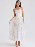 Print Wrap Aline Strap Maxi Long Summer Dress
