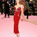 Runway Fashion Maxi Long Bandage Dress Open Fork Chains Strap Fashion Beading Bandage Dress Cocktail Party Bodycon Dresses 2025 as photo