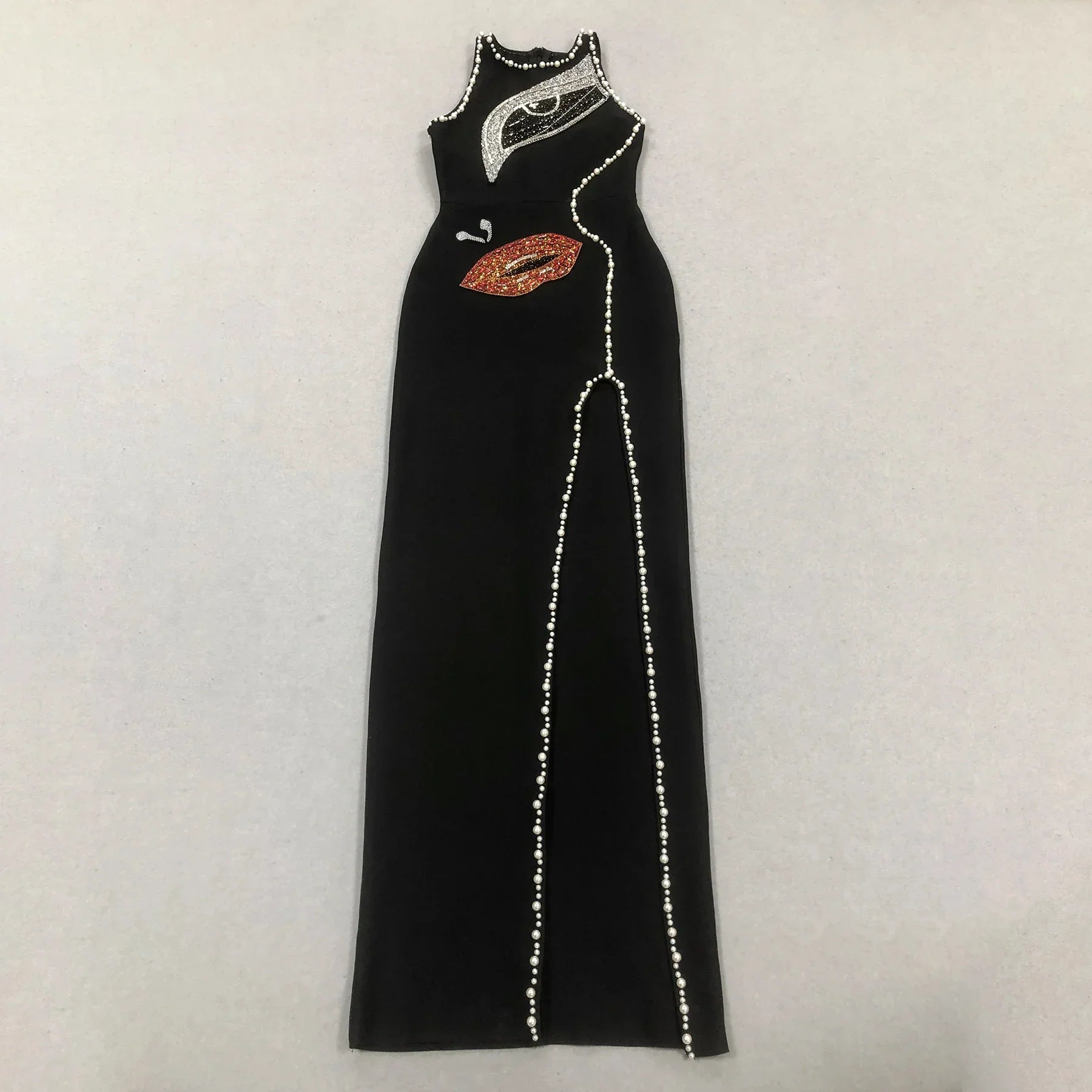 Women Sleeveless Sexy Shinning Rhinestones Bodycon Long Bandage Dress Celebrate Evening Party Birthday Fashion Wear