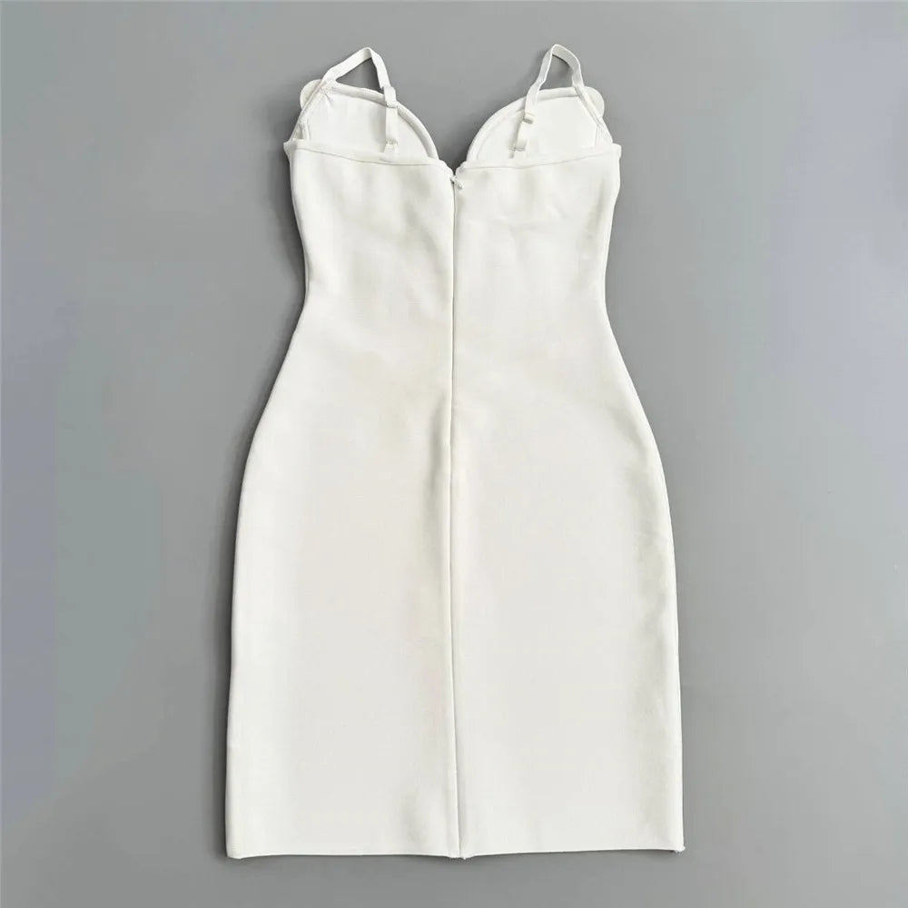 Women Sleeveless Sexy Strap Shinning Crystal Bodycon Mini Bandage Dress Nightclub Party Girls' Vacation Outfit