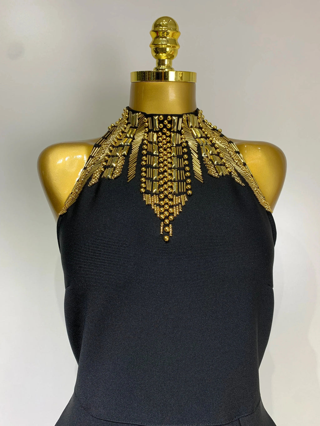 Women Fashion Celebrity Sexy Backless Beading Midi Black Bodycon Bandage Dress  Elegant Evening Club Luxury Birthday Dresses