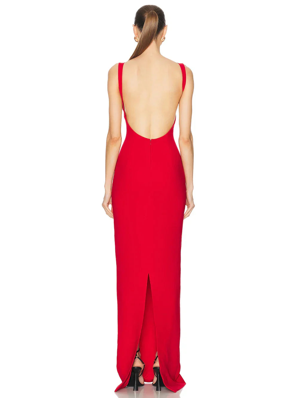 Ladies Sexy Backless Bodycon Celebrity Evening Party Club Black Sleeveless Maxi Bandage Dress Solid Women's Vestidos