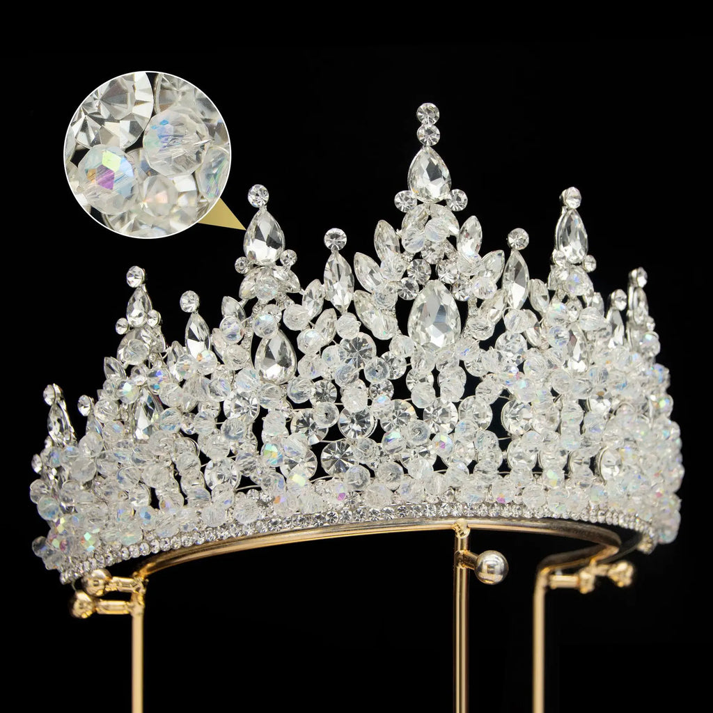 Big Wedding Crowns For Queens Bride Hair Jewelry Headdress Crystal Bridal Tiaras Crowns For Pageant Miss Universe Accessories