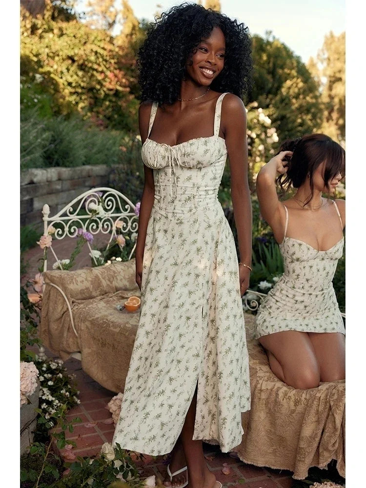 Waist Wrap Spaghetti ALine Floral Dress