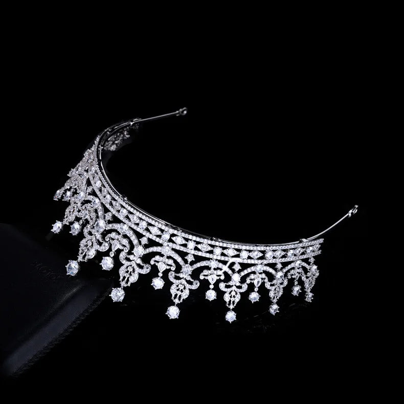 Bridal Hair Jewelry Cubic Zirconia Tiaras and Crowns Diadem For Brides Princess Queen Headpiece Headband Wedding Accessories